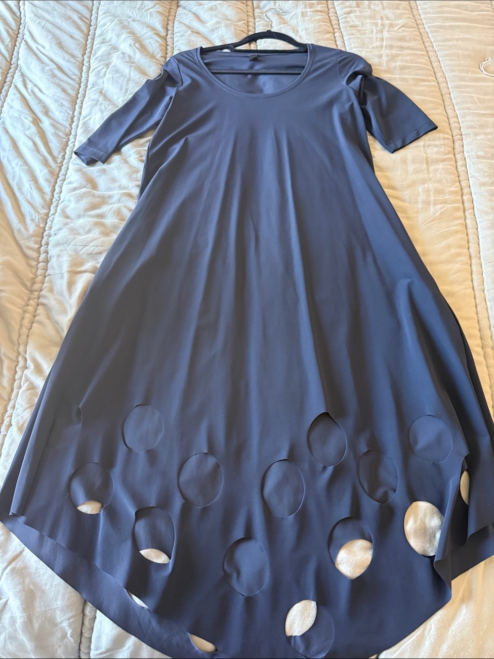 Women’s Midi Dress with Cutout Hem in Navy